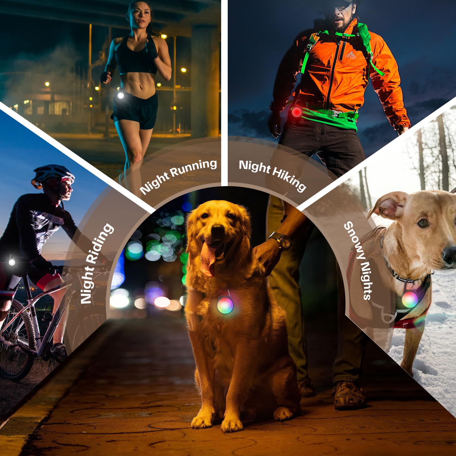 Coolice dog lights provide 600m visibility for nighttime tracking.