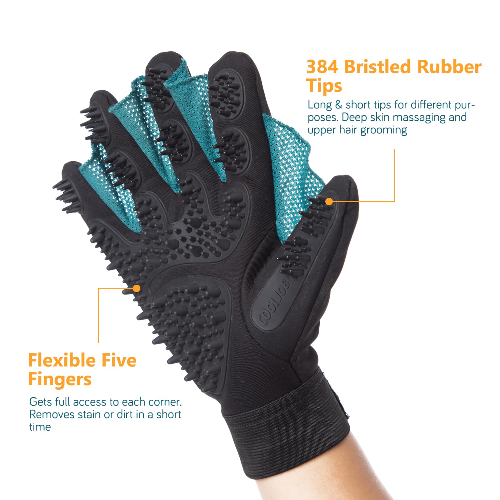 COOLJOB Gloves demonstrating enhanced soap-lather generation during pet baths.