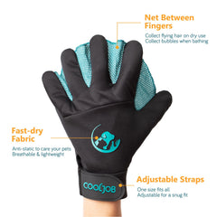 CoolJob gloves webbed-fingers highlight enhanced lather and gentler massaging during bath.