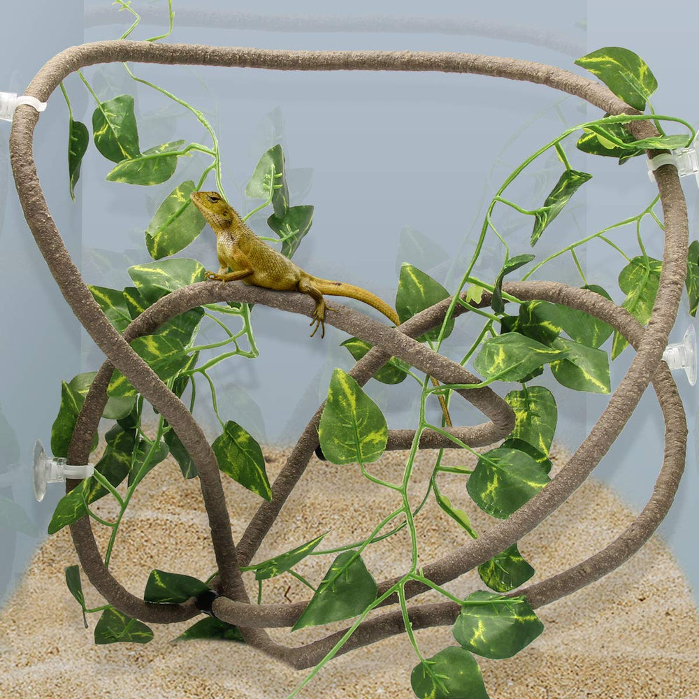 Coolrunner 8ft bendable reptile vines in tank setup for climbing enrichment.
