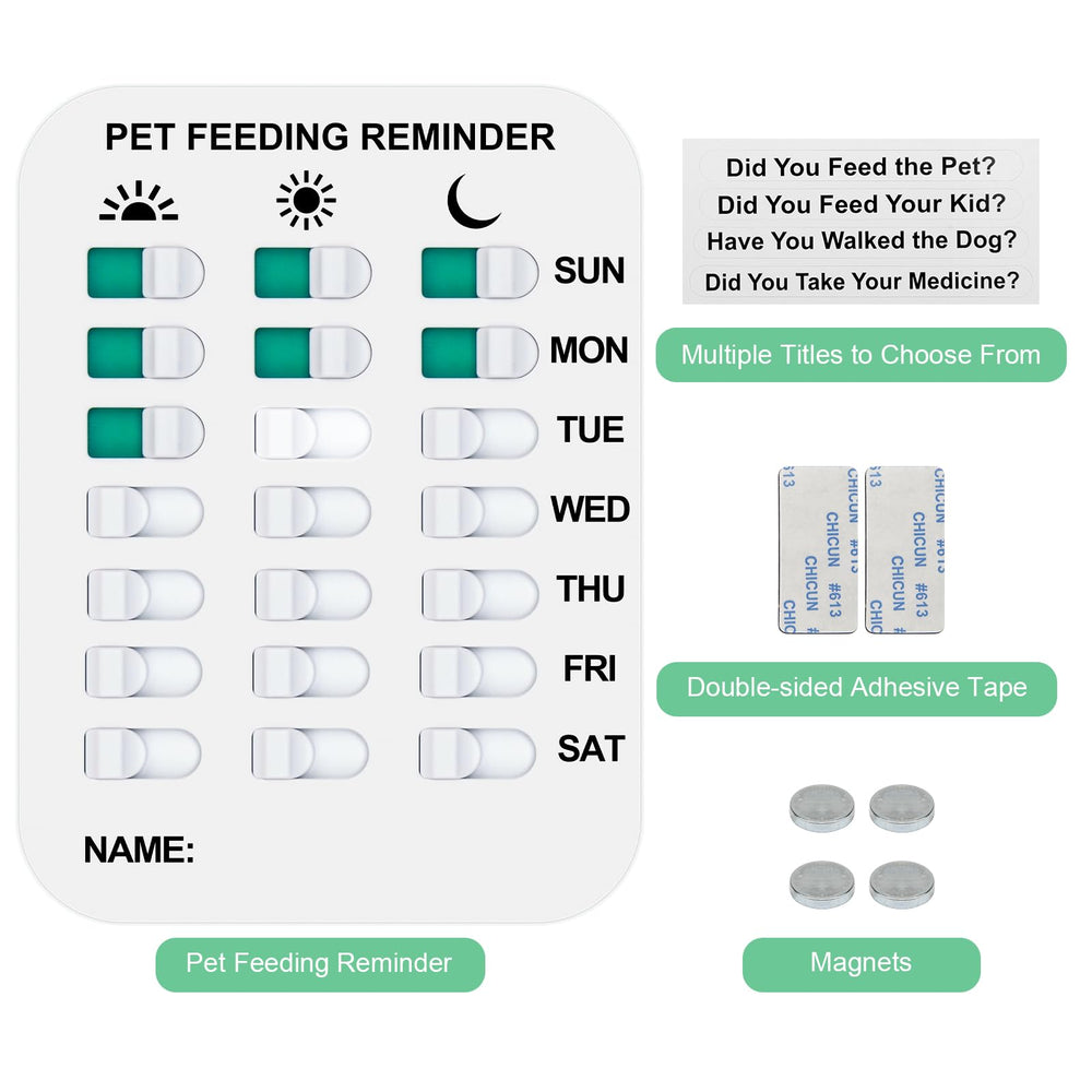 Coolrunner Pet Feeding Reminder in-use on fridge illustrates convenient daily feeding management.