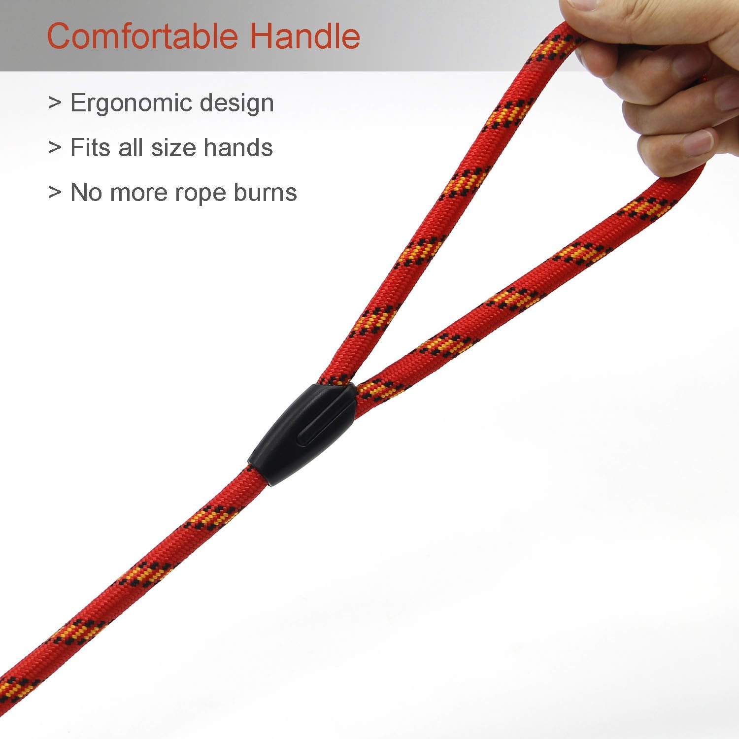 Coolrunner Red Brand leash on a dog during a comfortable walk.