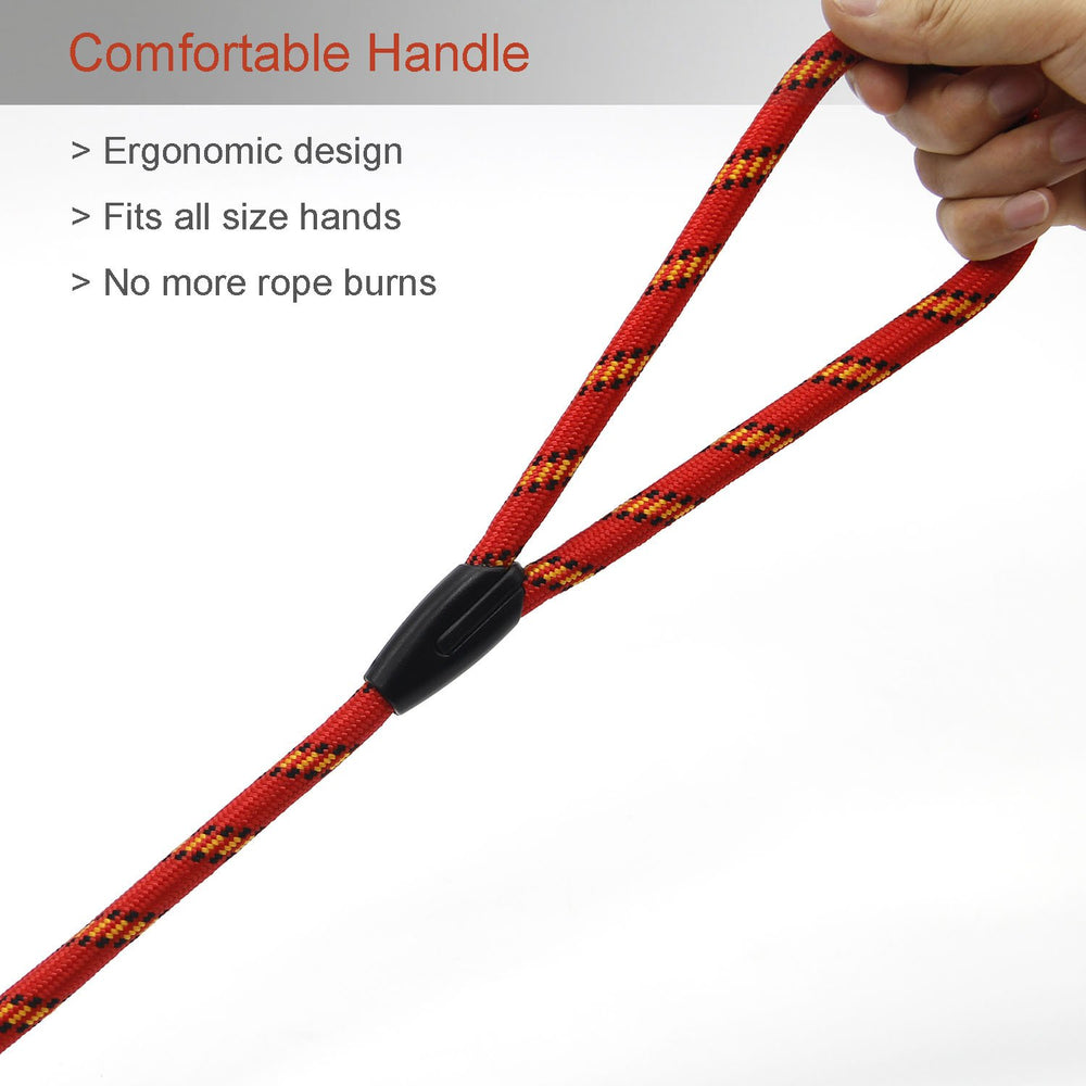 Coolrunner Red Brand leash on a dog during a comfortable walk.
