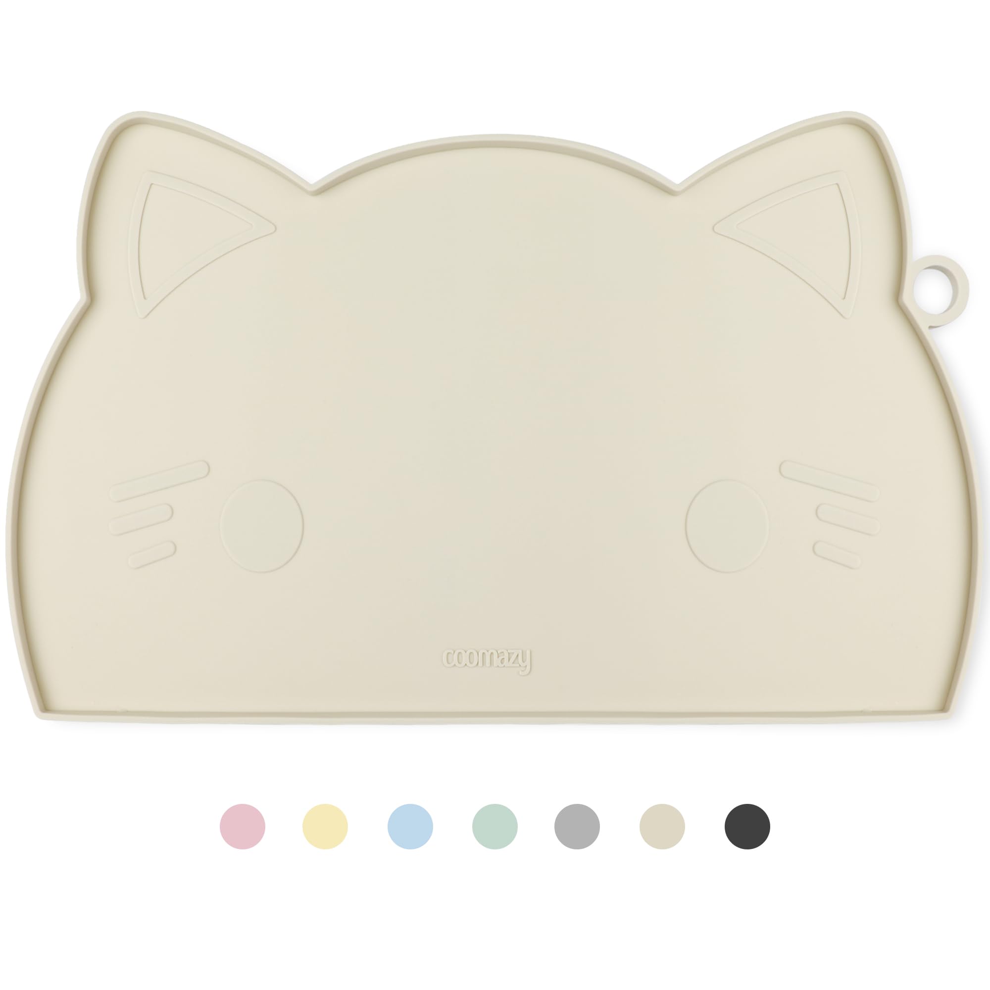 Coomazy feeding mat layout shows an organized pet feeding area and cleaner floor.