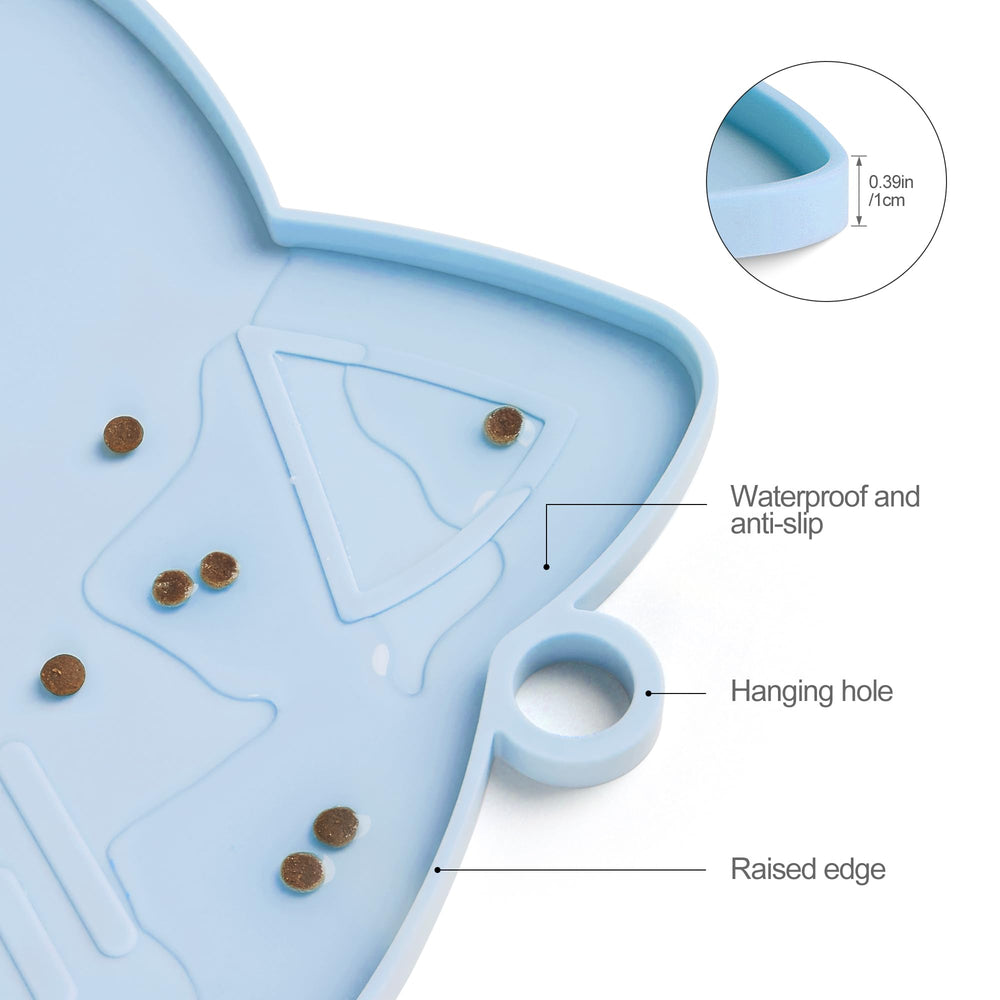 Coomazy Cat Food Mat non-slip base prevents bowls from sliding on floors.