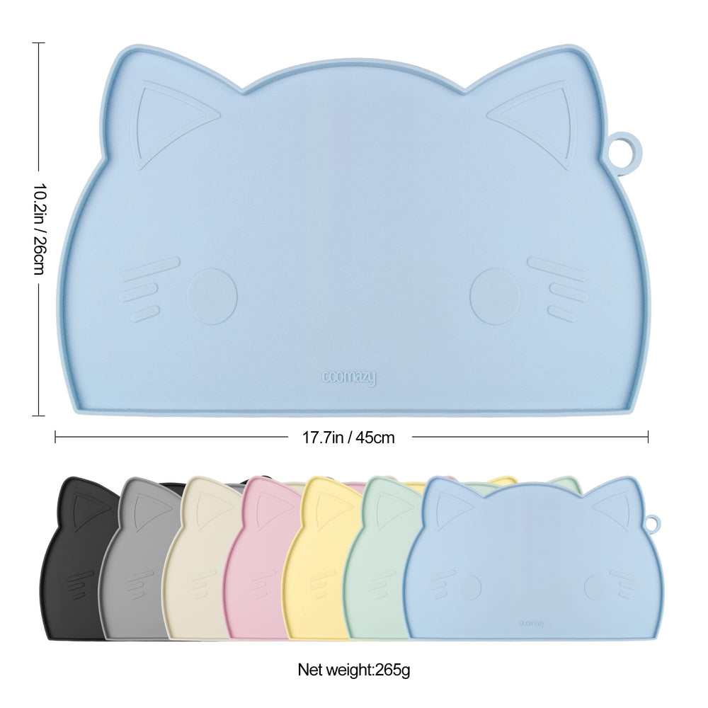 Coomazy Cat Food Mat raised-edge detail helps trap spills during meals.