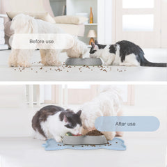 Coomazy Cat Food Mat waterproof surface cleans up after meals.