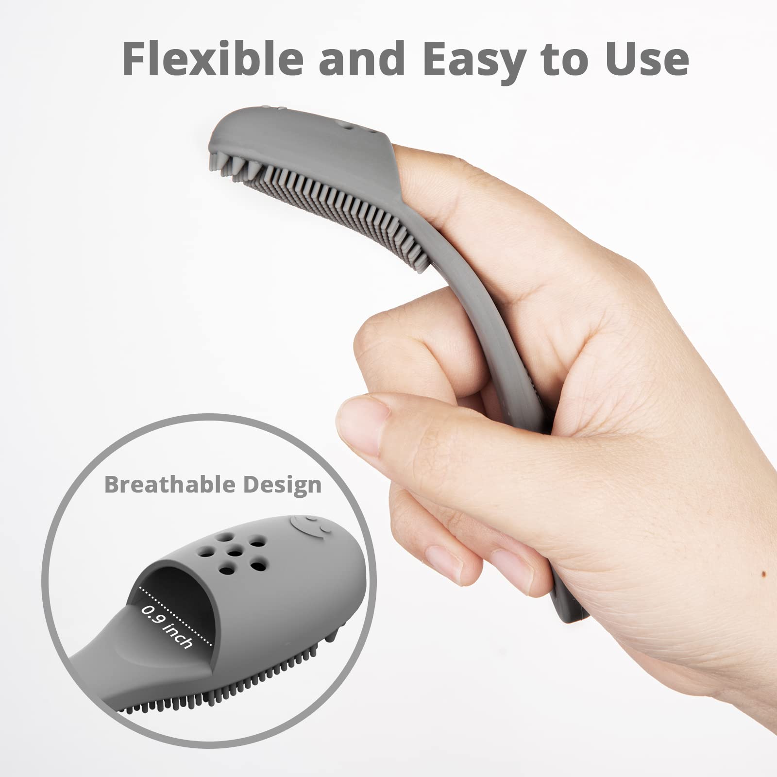 Coomazy dog finger toothbrush grey with soft bristles for safe brushing