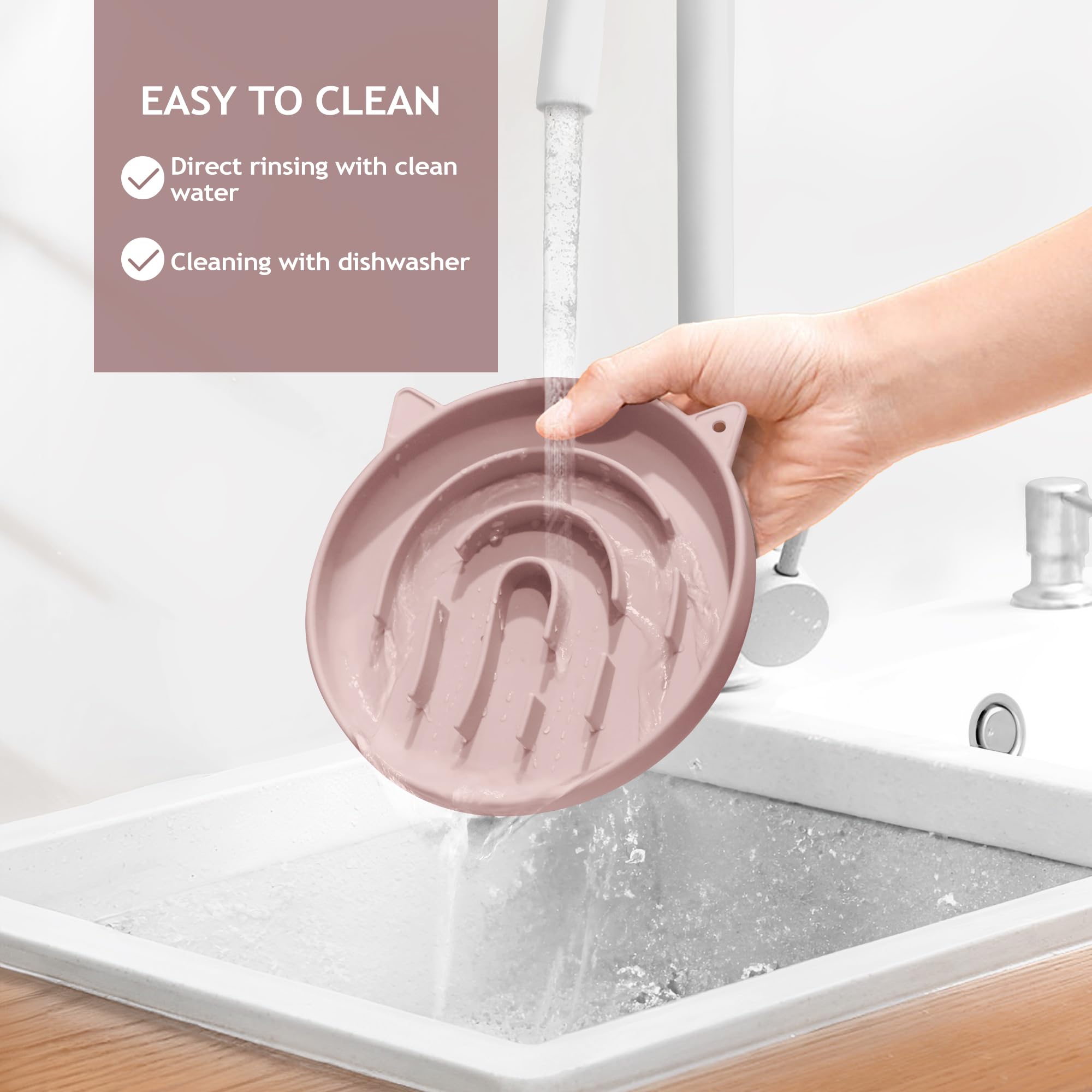 Coomazy Dusty Pink dual-use for dogs and cats during mealtime.