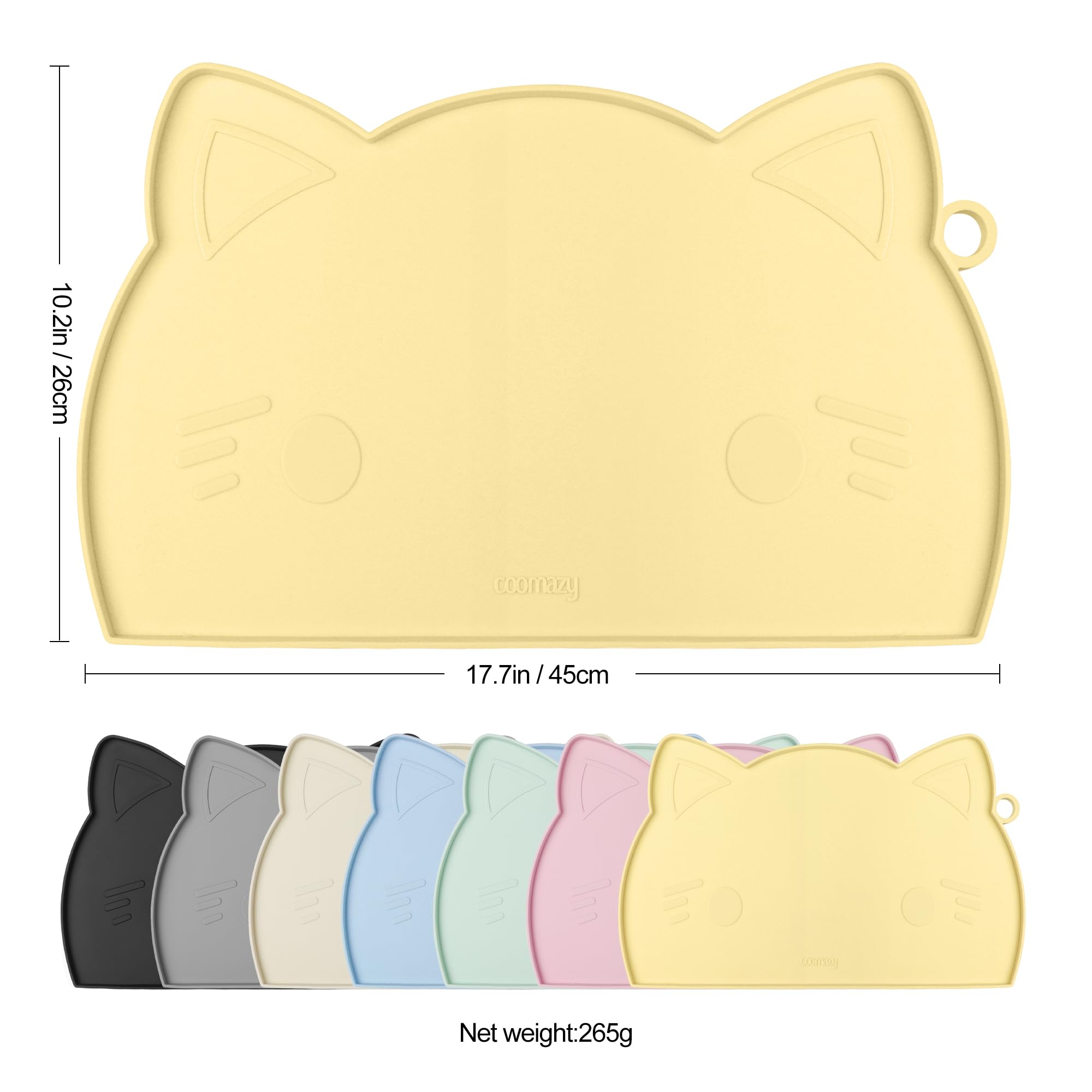 Coomazy food mat raised edge closeup highlights containment of spills and water runoff.