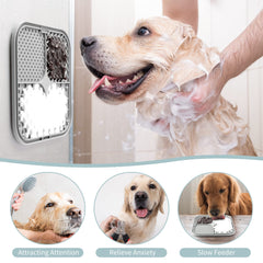 Coomazy lick mat adheres to metal or glass surfaces for bath time.