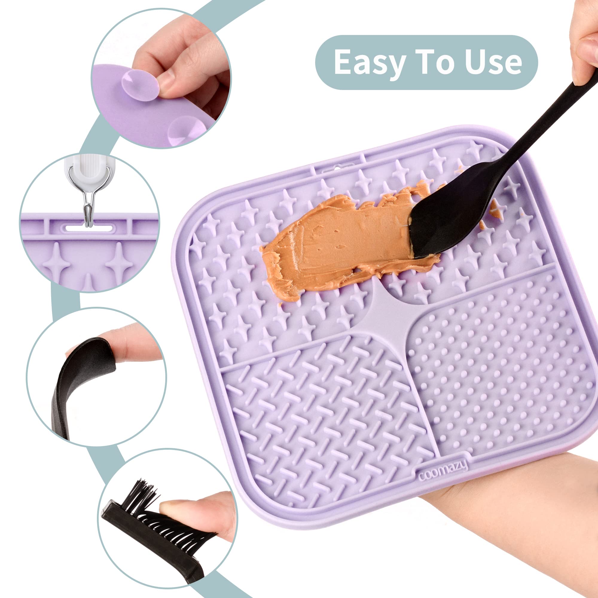 Coomazy Lick Mat texture design with three zones for varied treats.