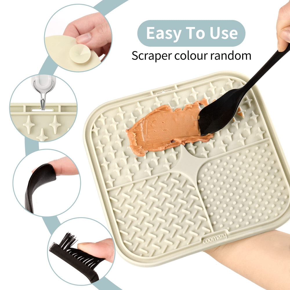 Coomazy non-toxic silicone lick mat is easy to clean after treats.