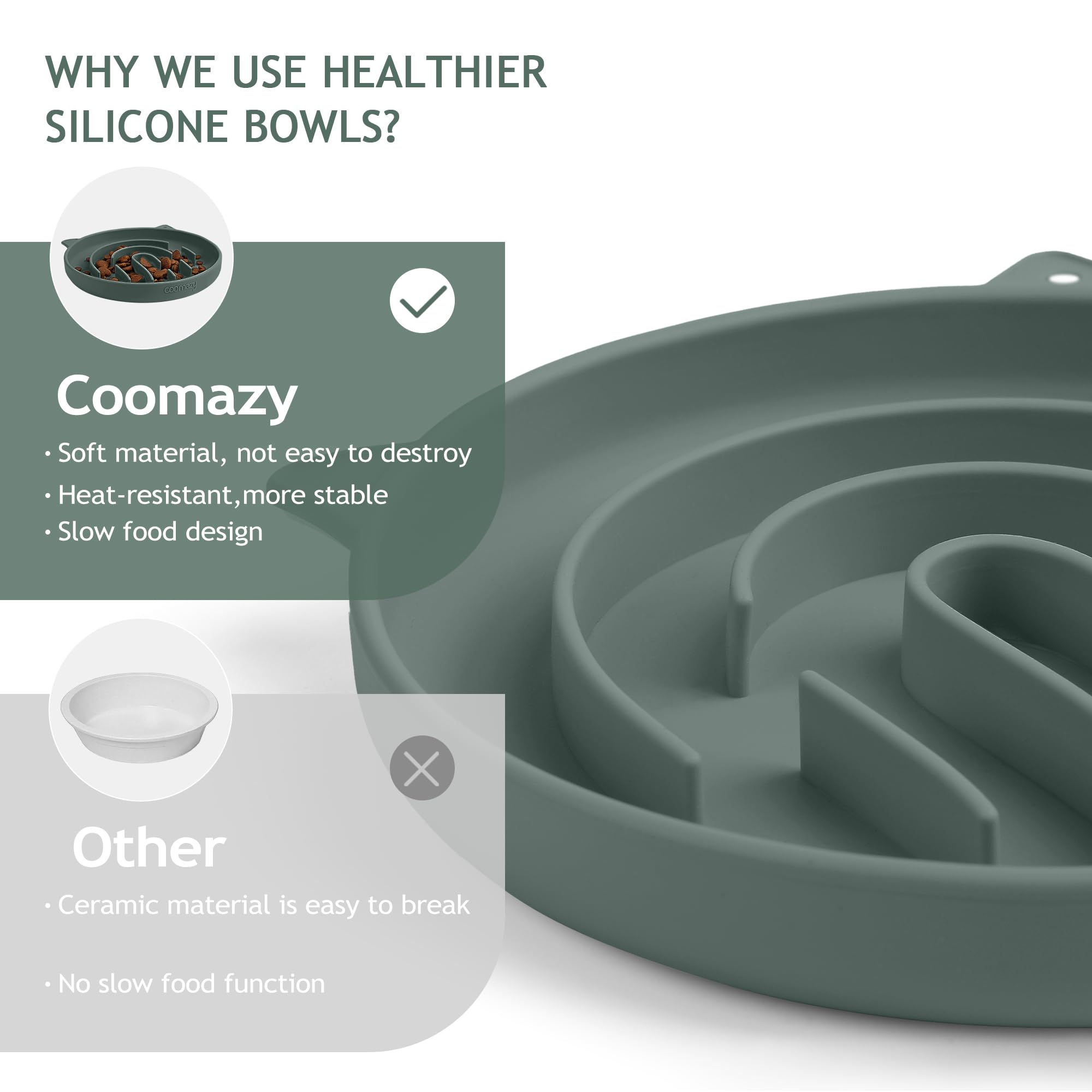 Coomazy slow-feeder dishwasher-safe bowl makes cleanup quick after meals.
