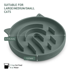 Coomazy slow-feeder cat-bowl silicone promotes paced feeding for cats.