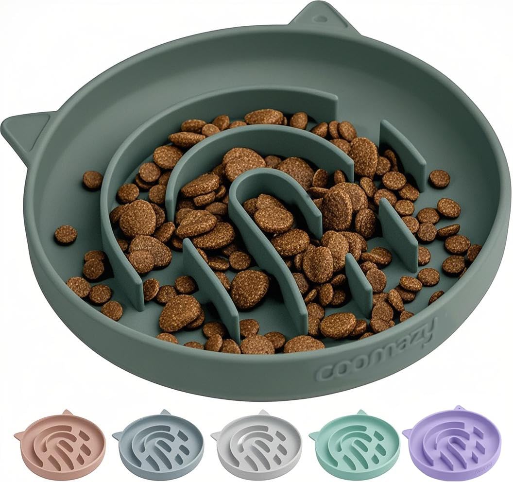 Coomazy slow-feeder dog bowl maze-bottom slows eating and entertains dogs.