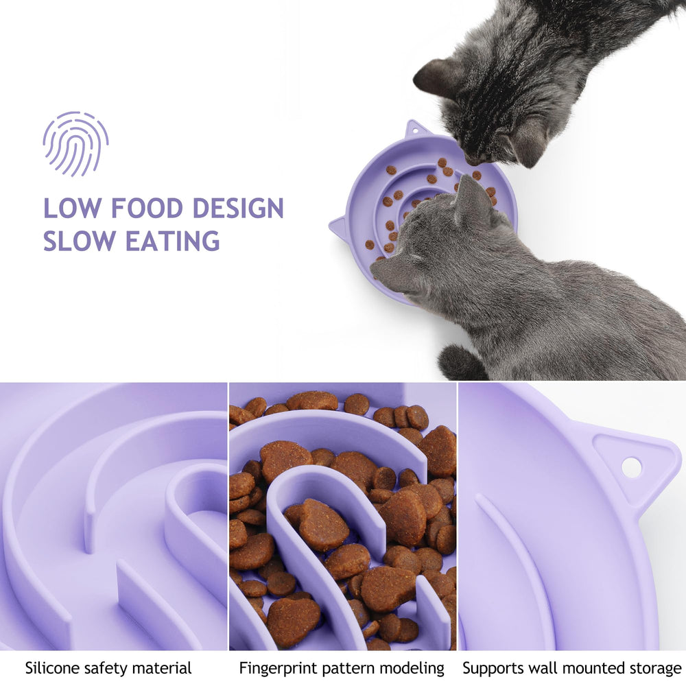 Coomazy purple slow-feeder bowl maze detail for engaging mealtime.