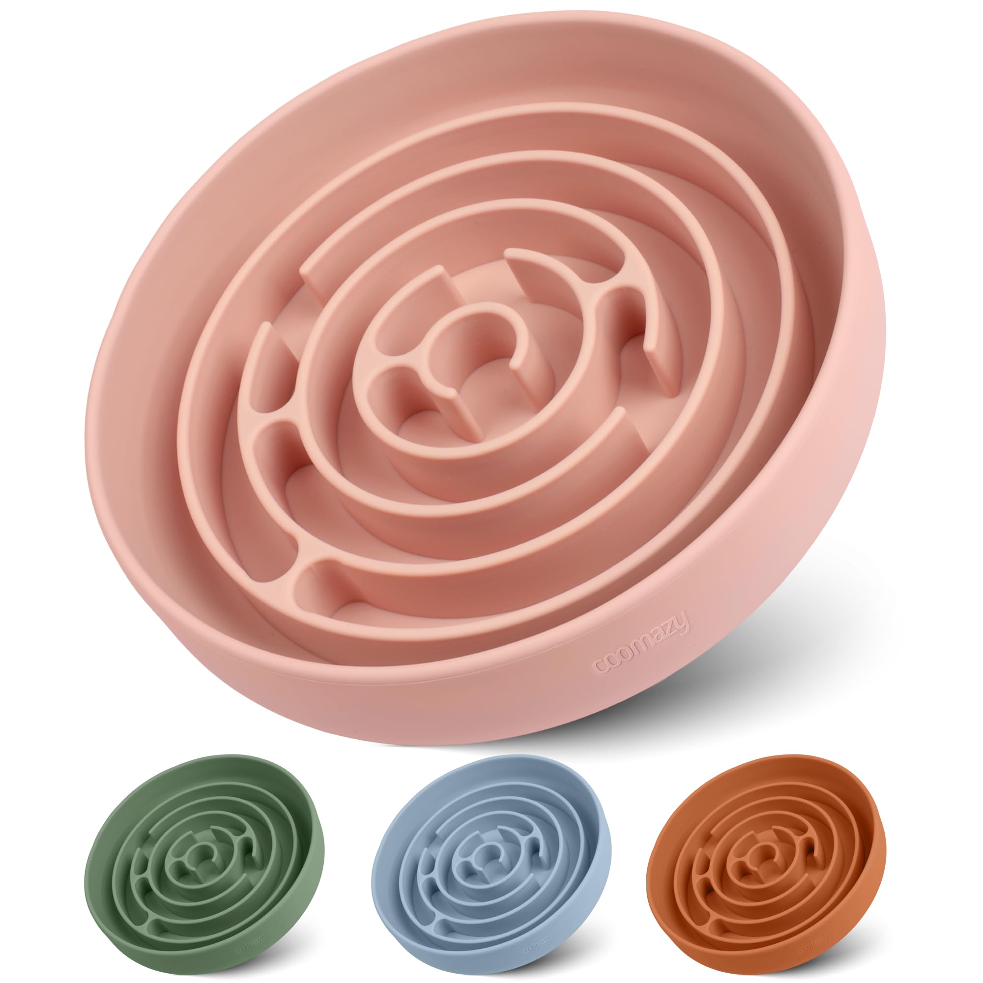 Coomazy slow-feeder dog bowl pink with suction cups keeps meals in place during chow time