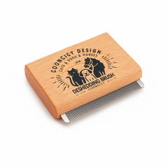 Cooncicy deshedding brush wood-handle for comfortable grooming.