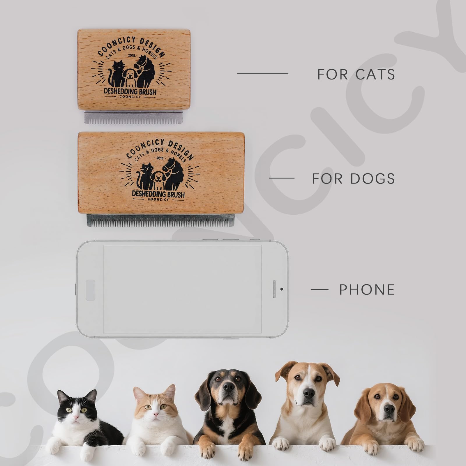 Cooncicy deshedding tool for all hair lengths, versatile pet grooming.