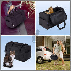 Coopeter portable cat litter box black pockets store scoops, bags, toys.