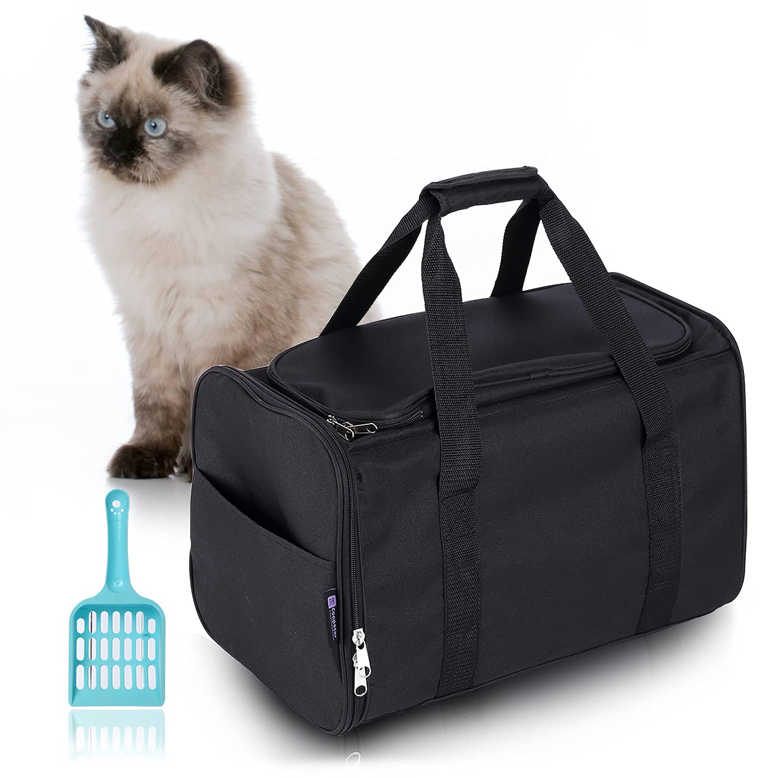 Coopeter portable cat litter box black foldable design saves space.