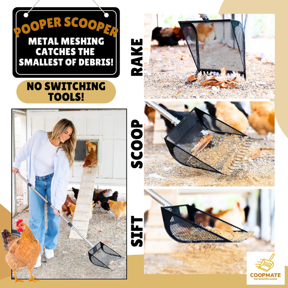 CoopMate extended handle reaches up to 53 inches for upright cleaning.
