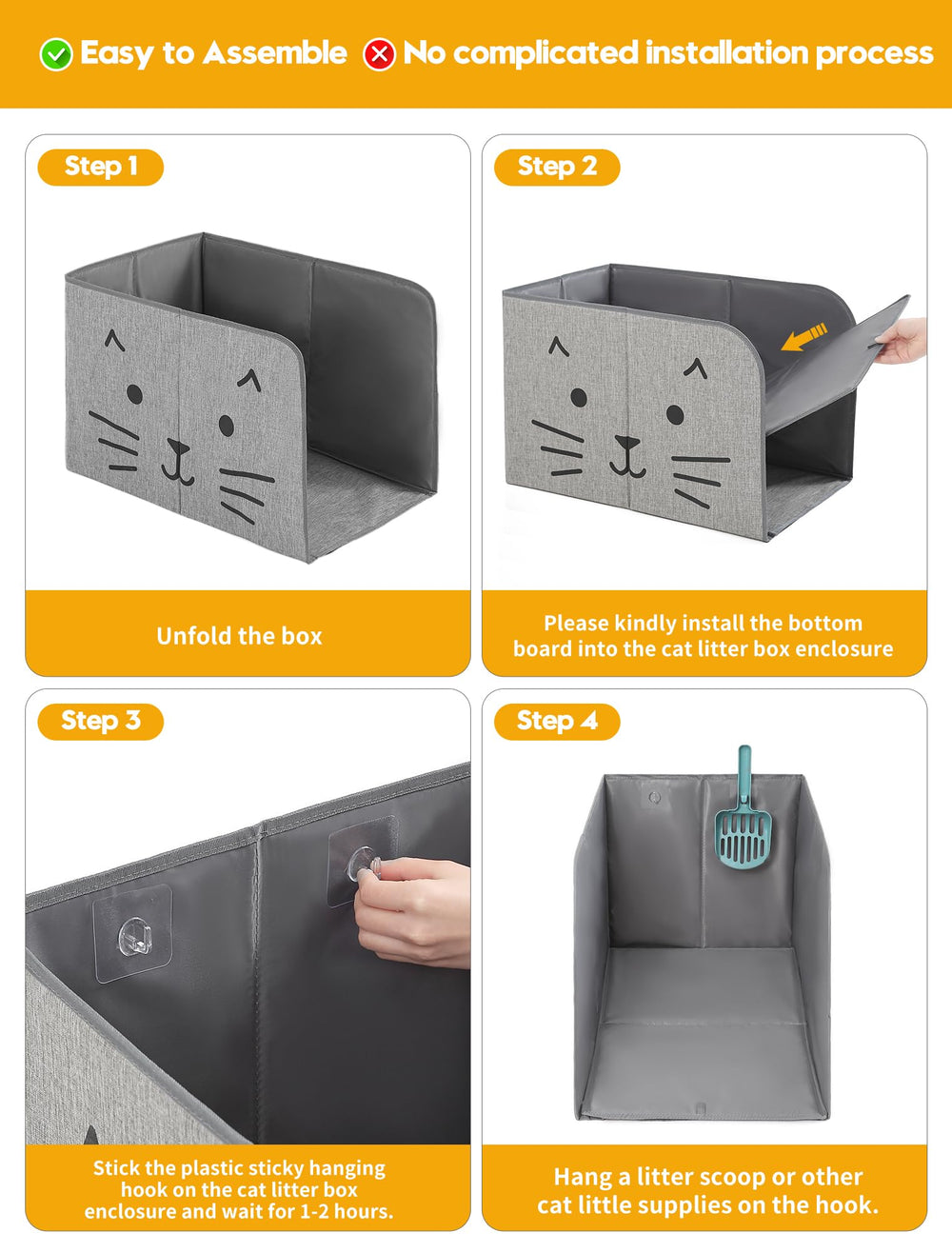 Coorganisers waterproof cat litter box enclosure anti-leakage design protects walls and floors