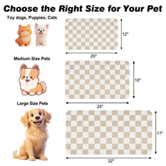 CooRug checkered dog food mat with non-slip backing keeps bowls steady during meals