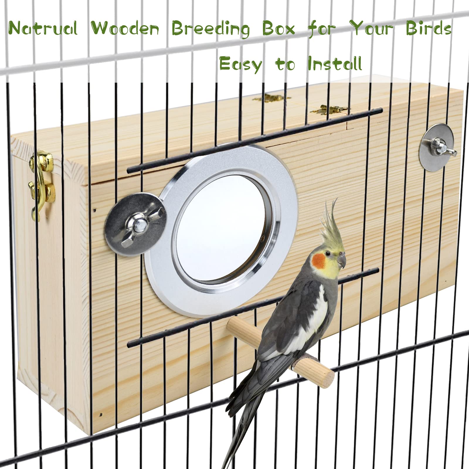 CooShou parakeet nesting box includes darkening board for nighttime roosting
