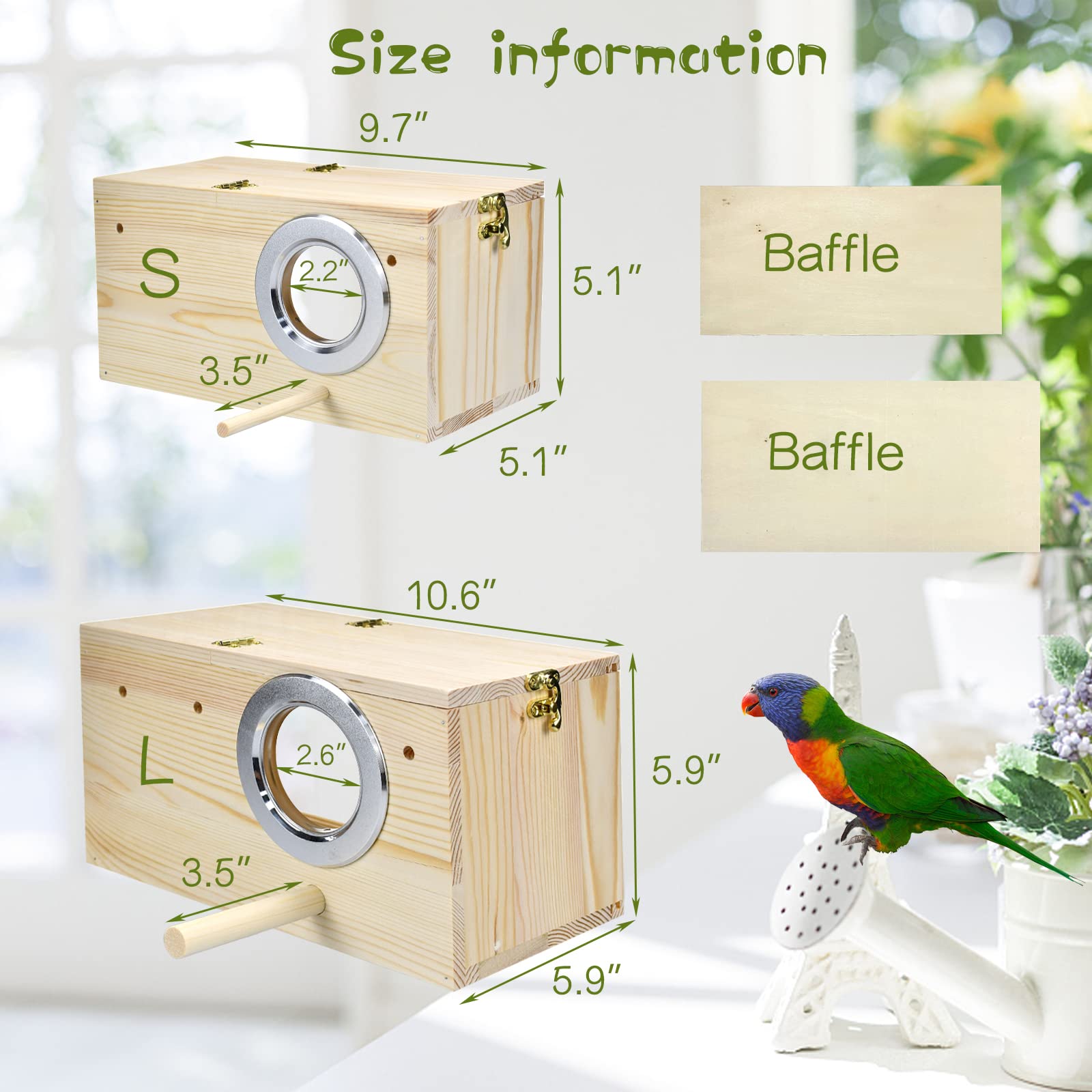 CooShou parakeet nesting box with detachable wooden board for dark sleep.