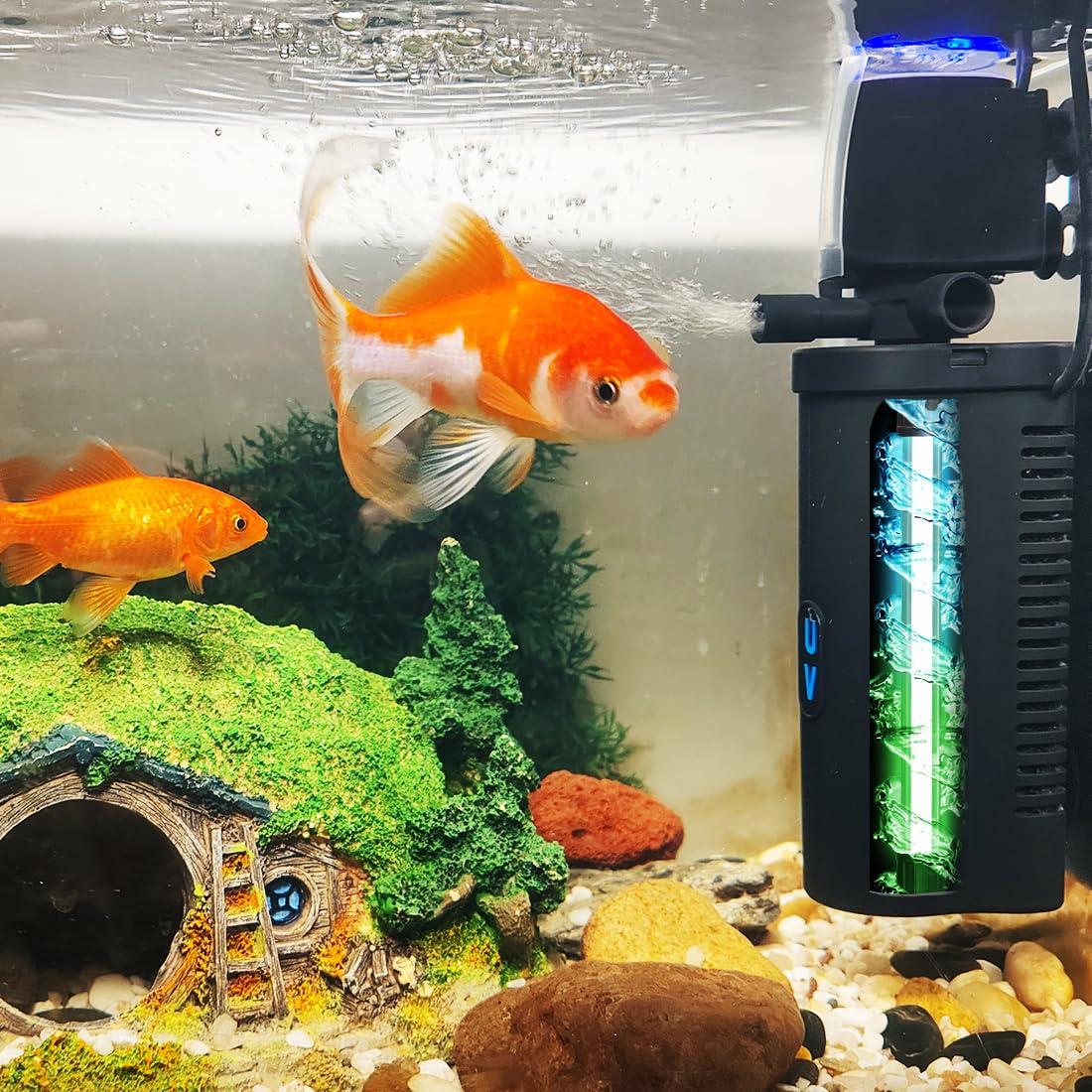 COOSPIDER aquarium filter for 10-45 gallon tanks demonstrates compact design and setup