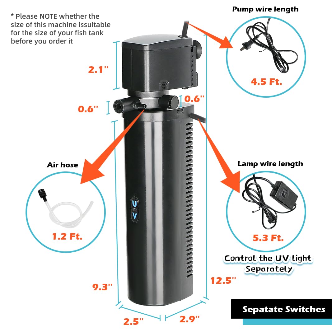 COOSPIDER canister assembly photo shows easy setup for 75-200 gallon tanks.