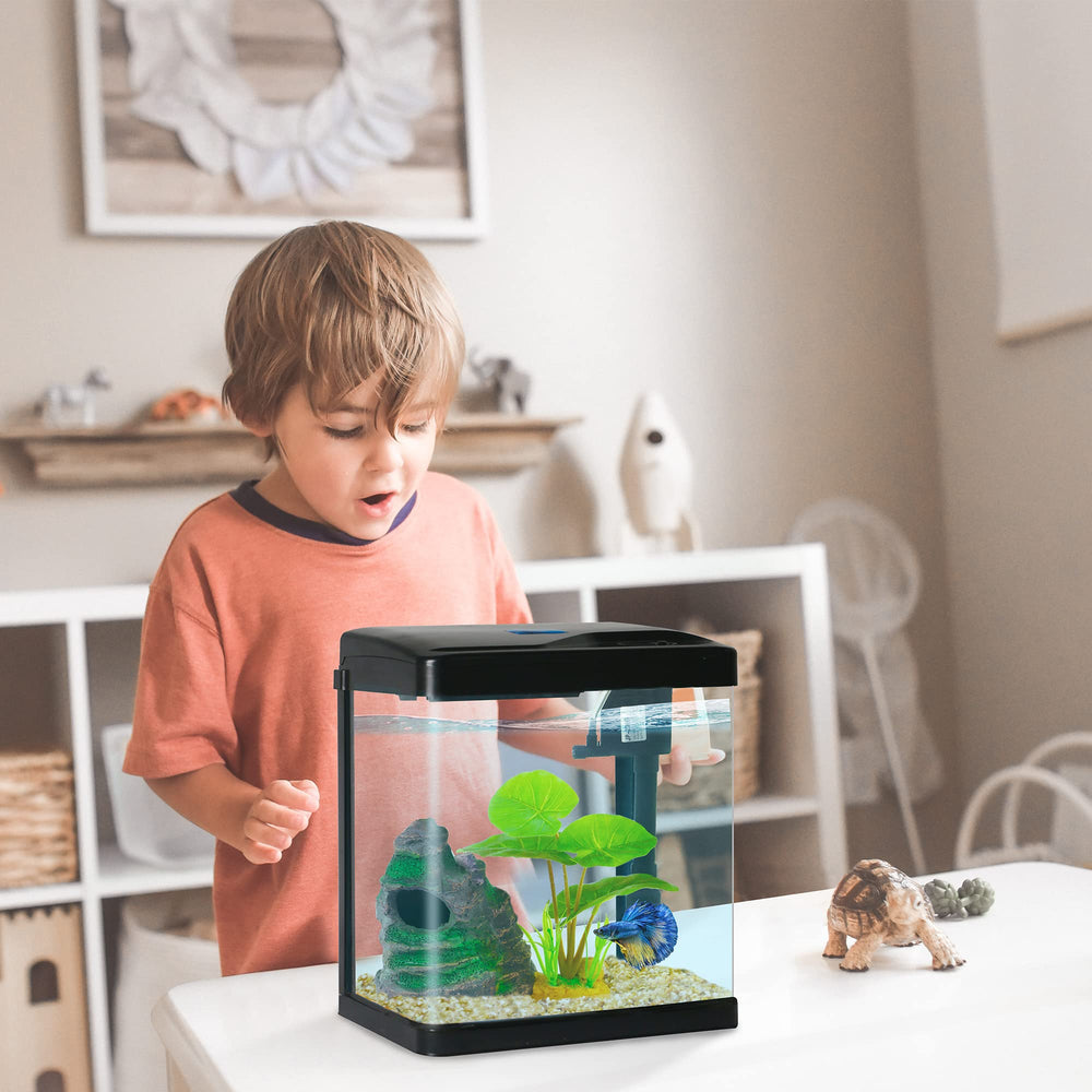 COOSPIDER Betta Tank glass front with rounded edges for safety and durability