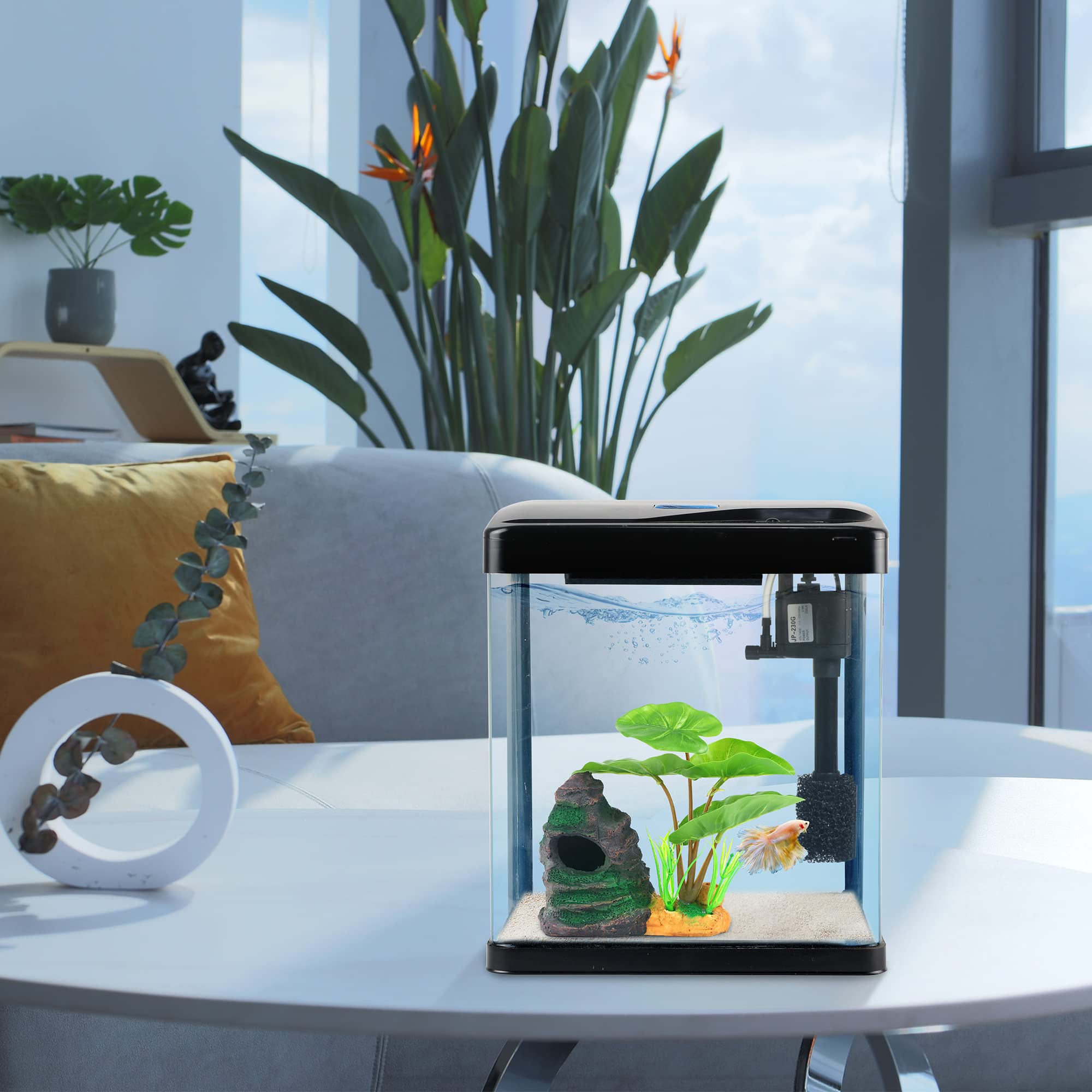 COOSPIDER Betta Tank whisper-quiet 3-in-1 filter maintains clear water