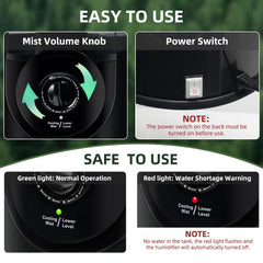 COOSPIDER dry-off protection indicator for safe misting sessions.