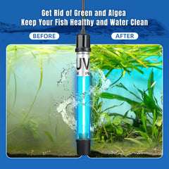 Coospider-Repta 7W UV light glows, signaling aquarium water purification potential.