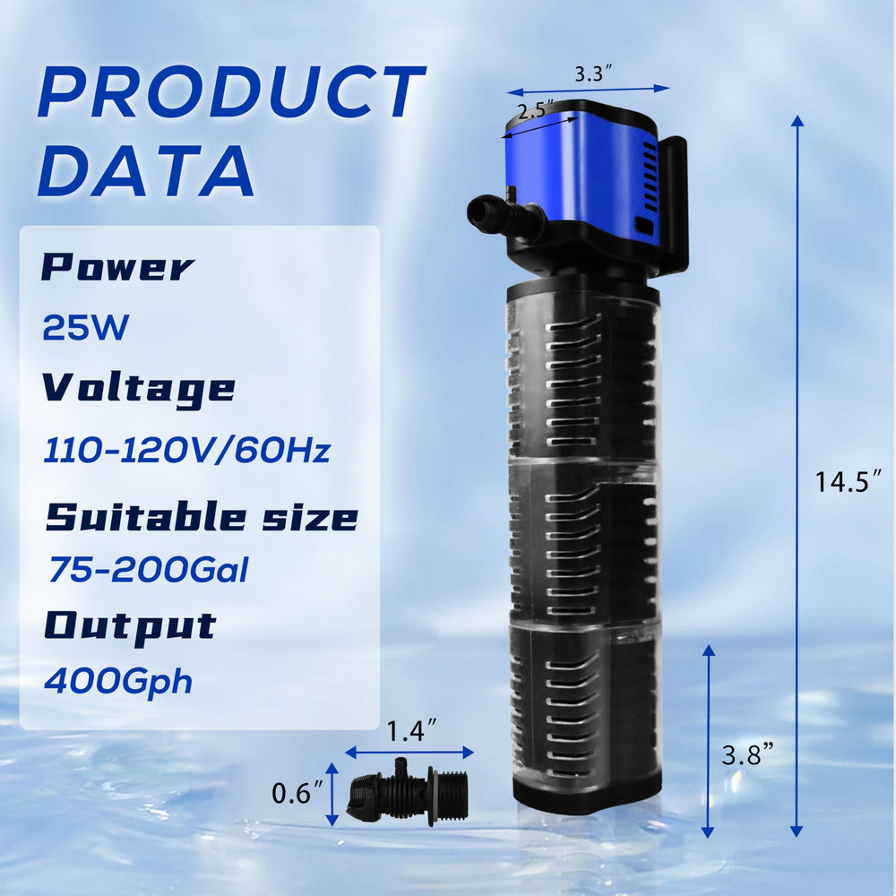 Coospider-Repta deodorization filter reduces odors for a fresher aquarium.