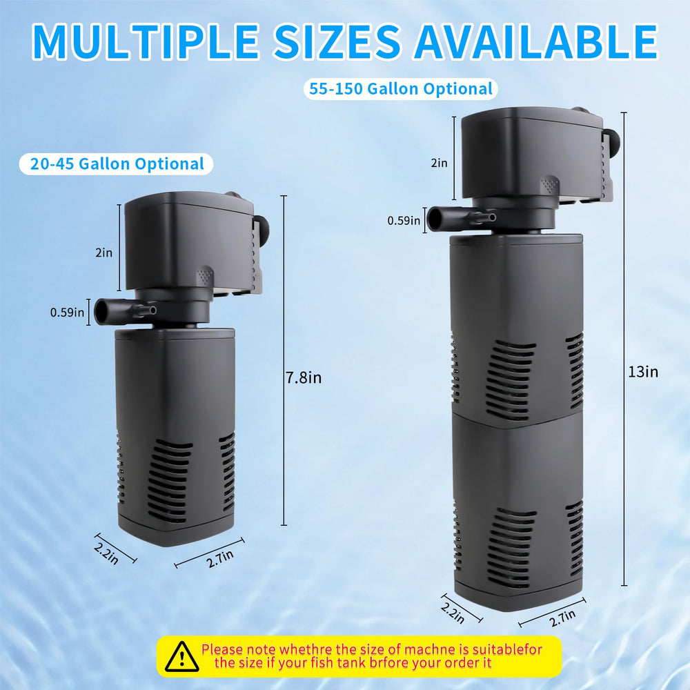 Coospider-Repta submersible filter fitting shallow and tall tanks