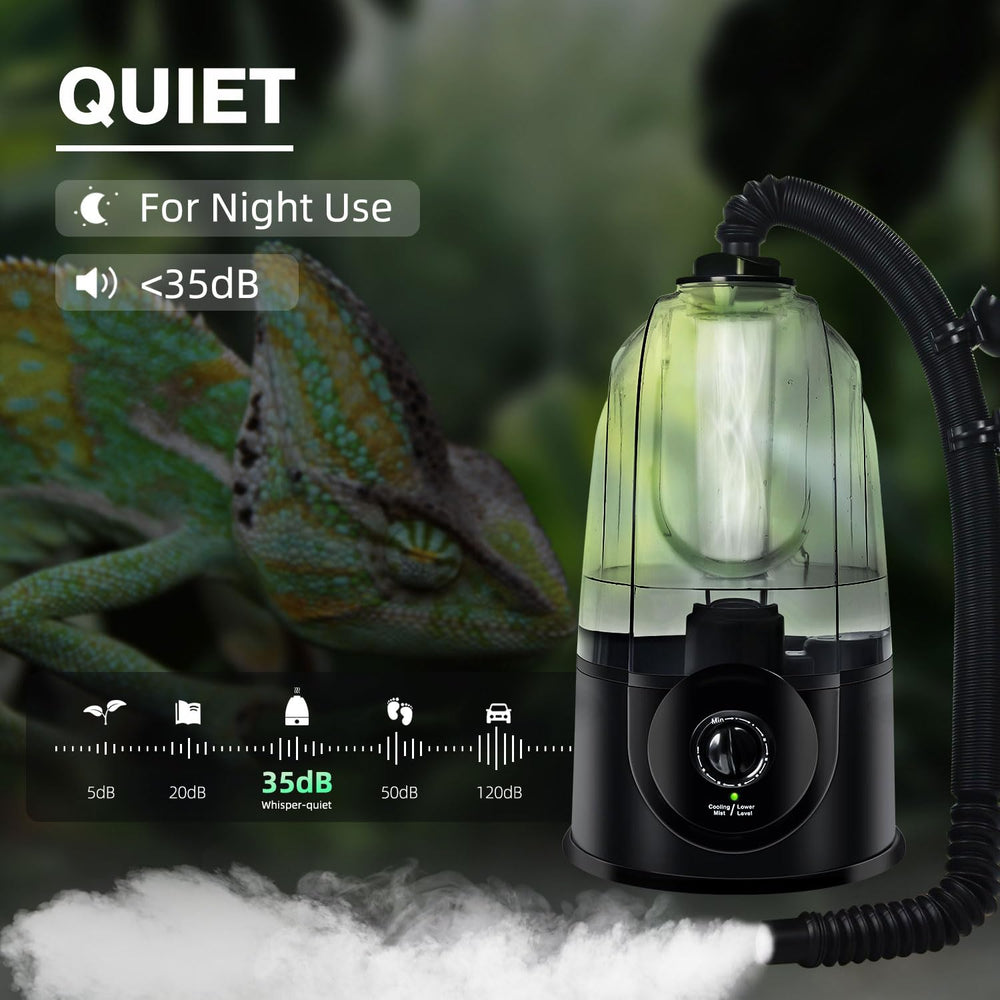 COOSPIDER silent reptile humidifier ideal for quiet night operation.