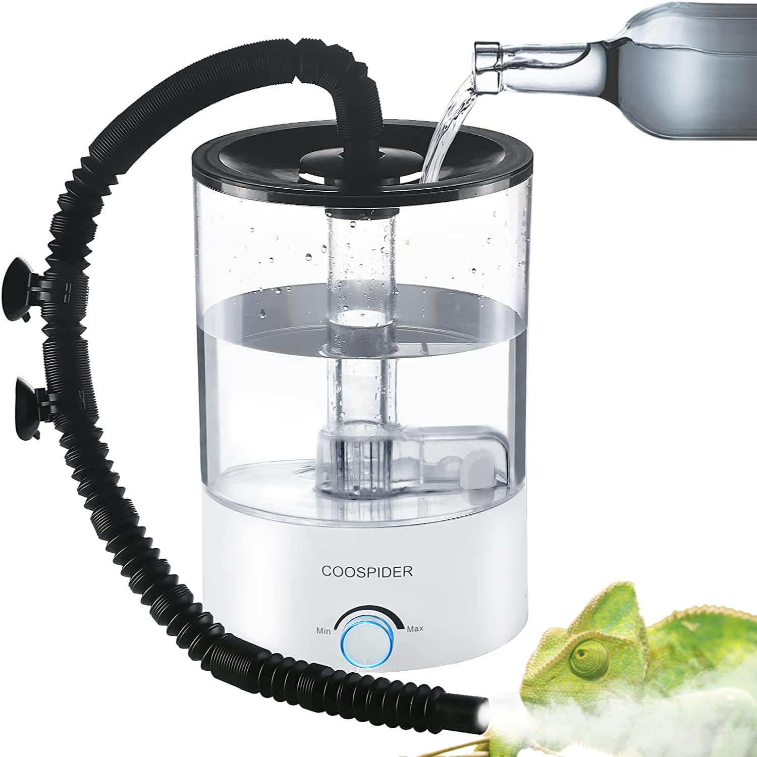 COOSPIDER top-fill design makes refilling easy and keeps the enclosure clean.