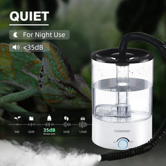 COOSPIDER water reservoir shows 4.2L capacity for long uptime in terrariums.