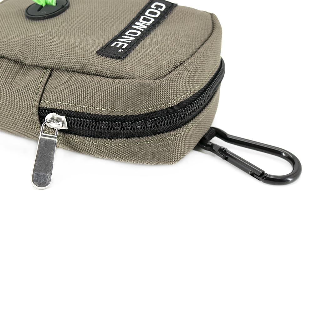 COOWONE carabiner clip shown attached to leash for secure carrying.