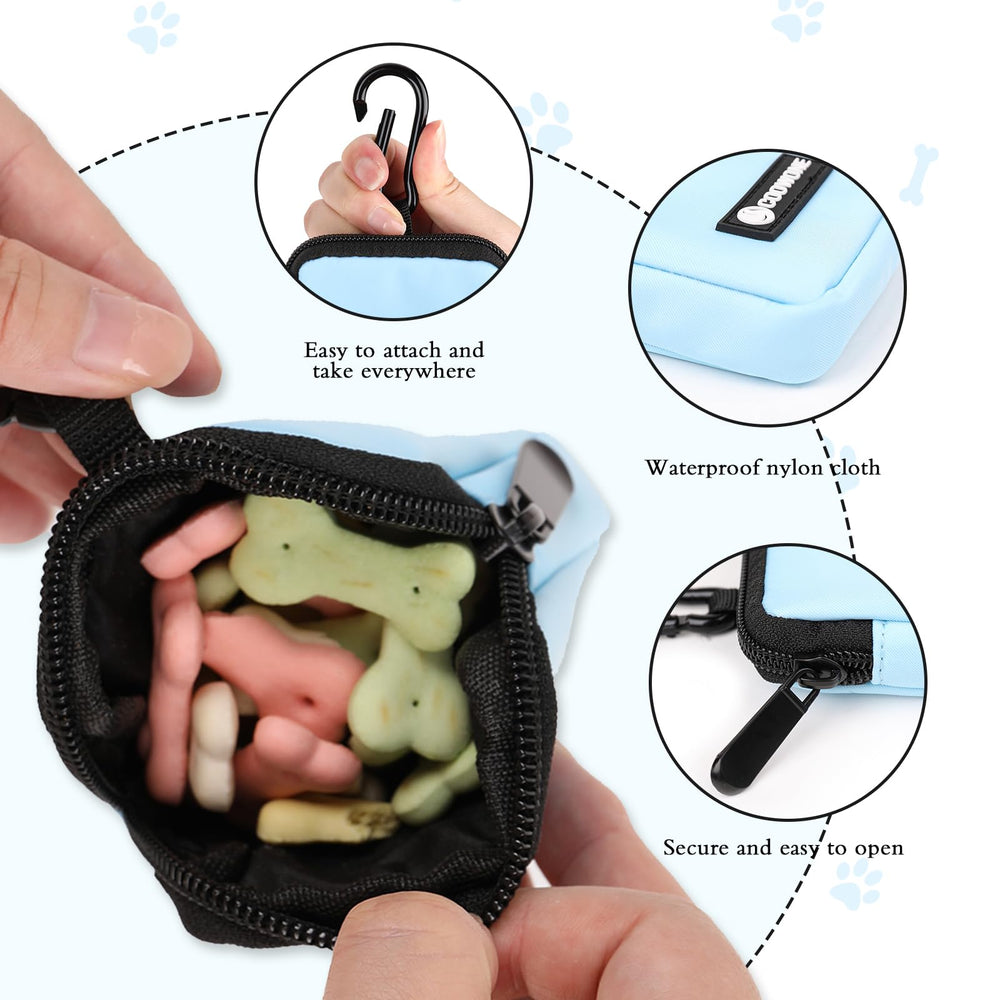 COOWONE dog treat pouch showing 1.6-cup capacity for treats