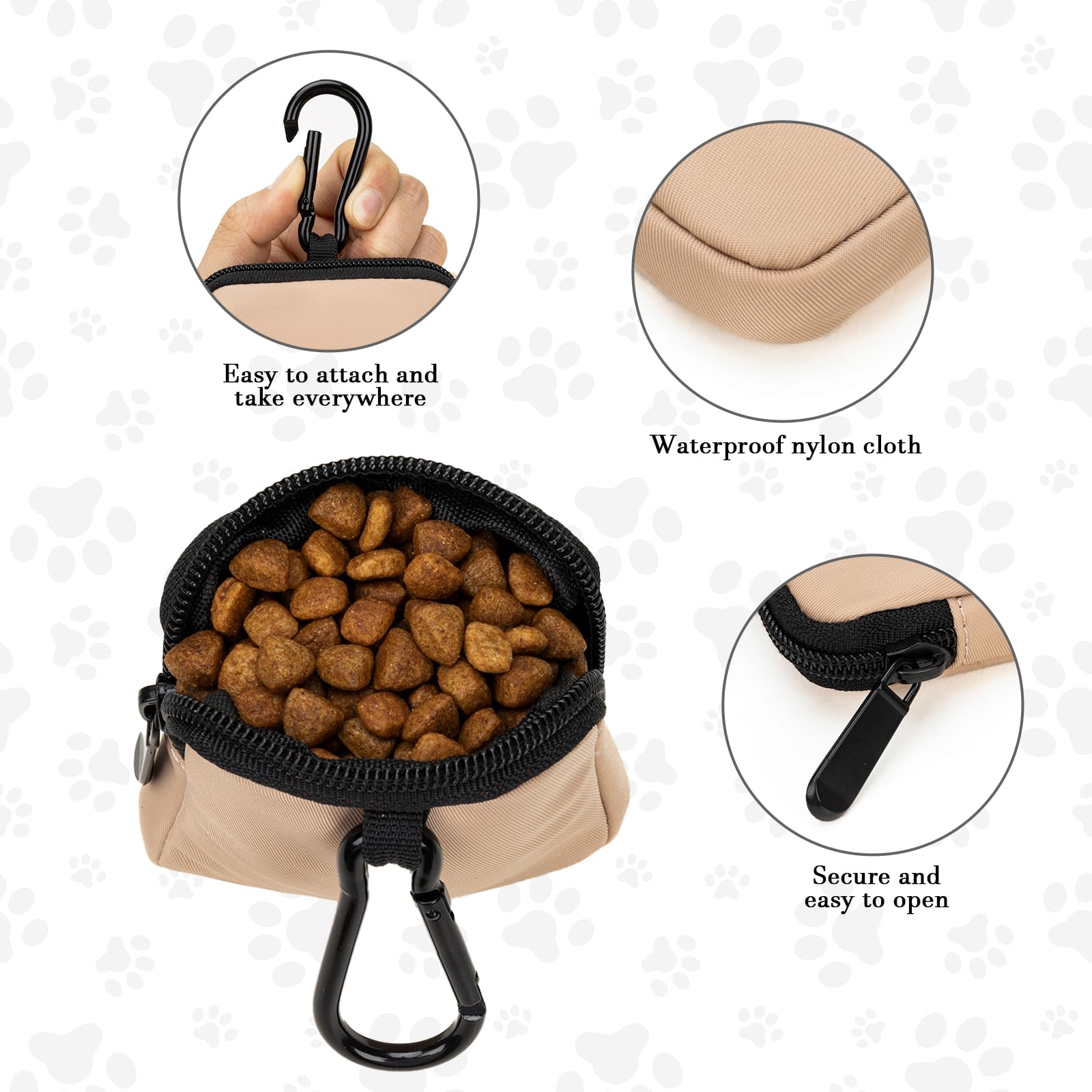 COOWONE dog treat pouch clear opening prevents spills and preserves freshness.