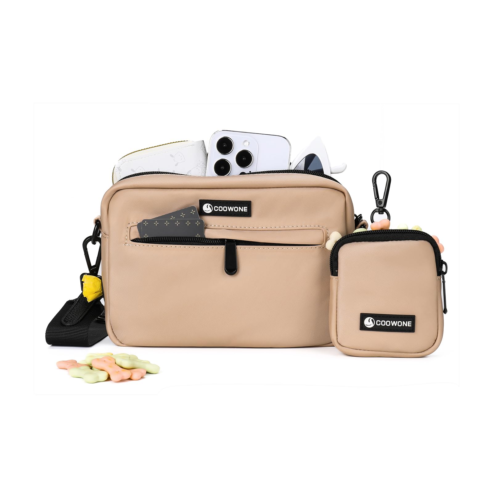 COOWONE dog treat pouch main compartment for treats and essentials