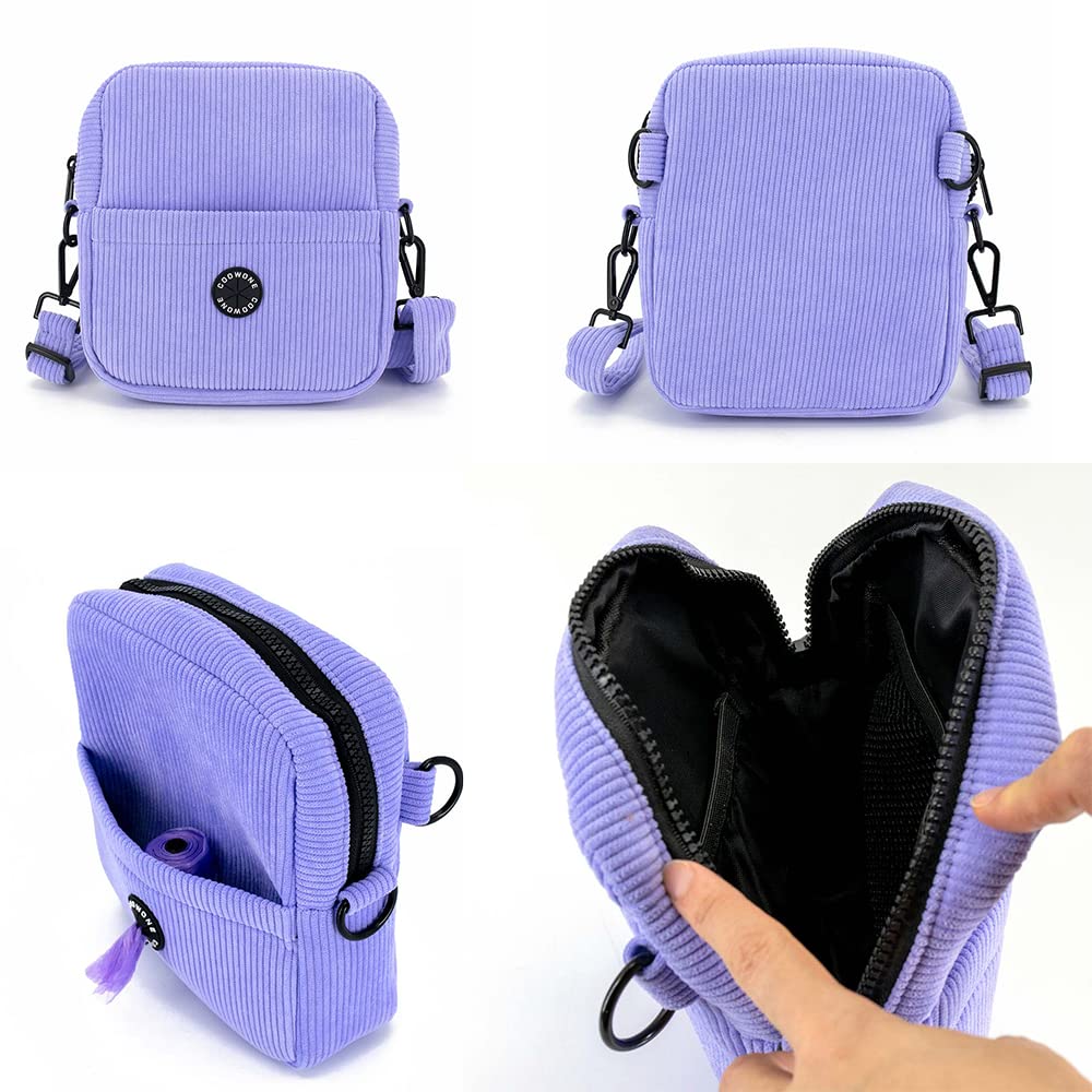 COOWONE dog treat pouch opened to reveal multiple compartments for treats and essentials