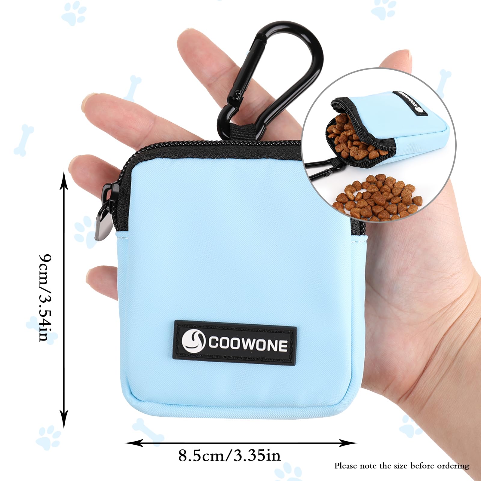 COOWONE dog treat pouch waterproof nylon keeps contents dry on rainy outings