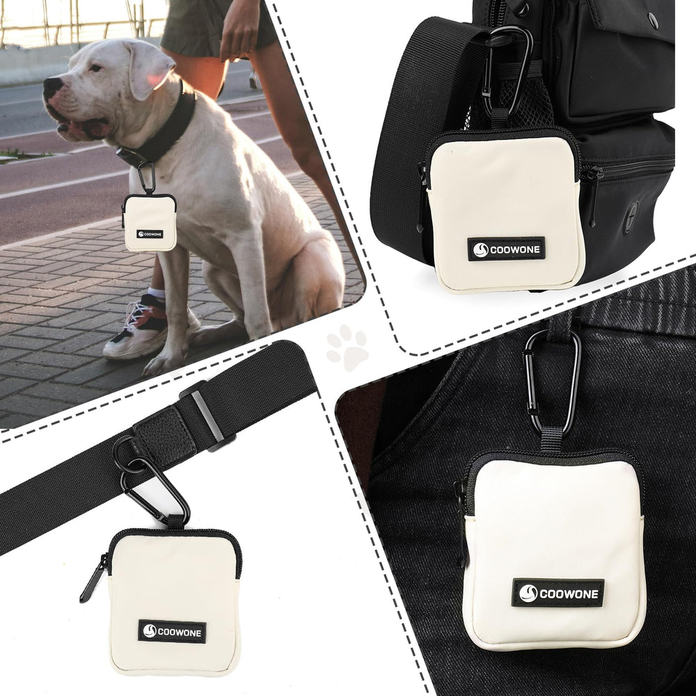 COOWONE easy-clean waterproof dog treat pouch protects contents from rain.