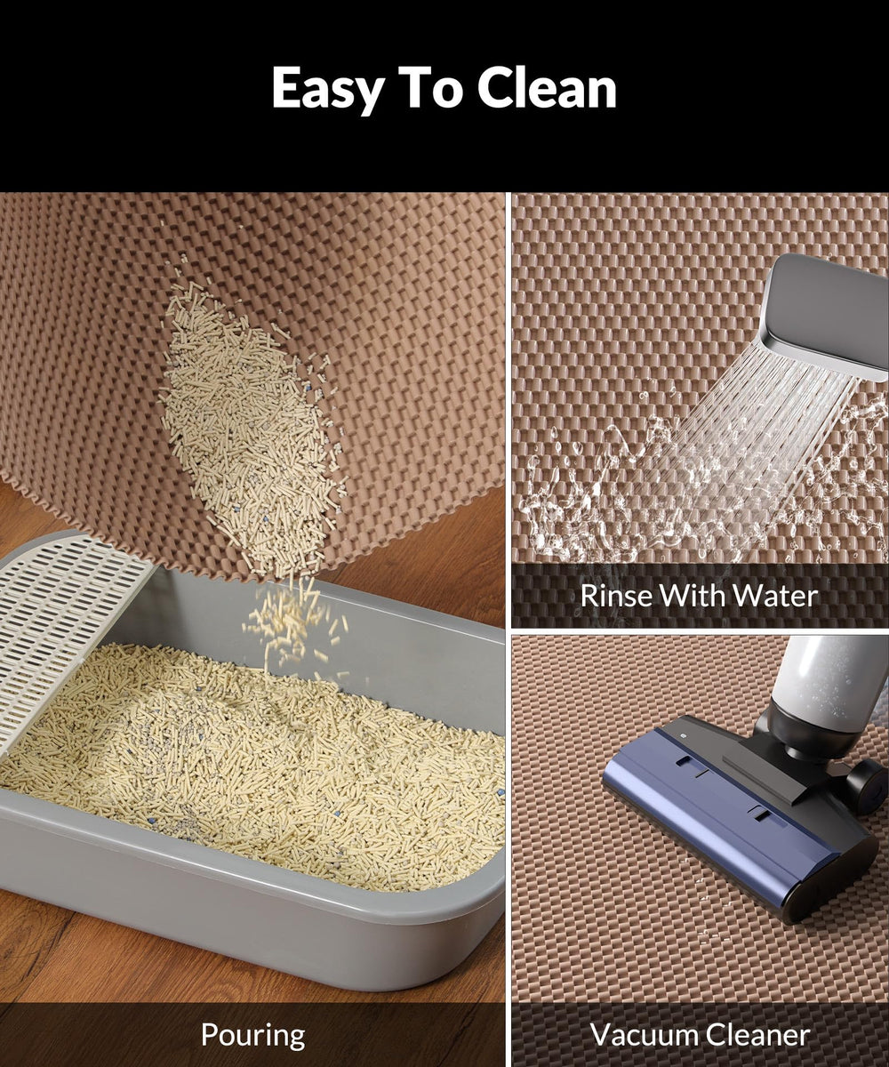 Cooyes litter mat chain-link holes trap litter near paws